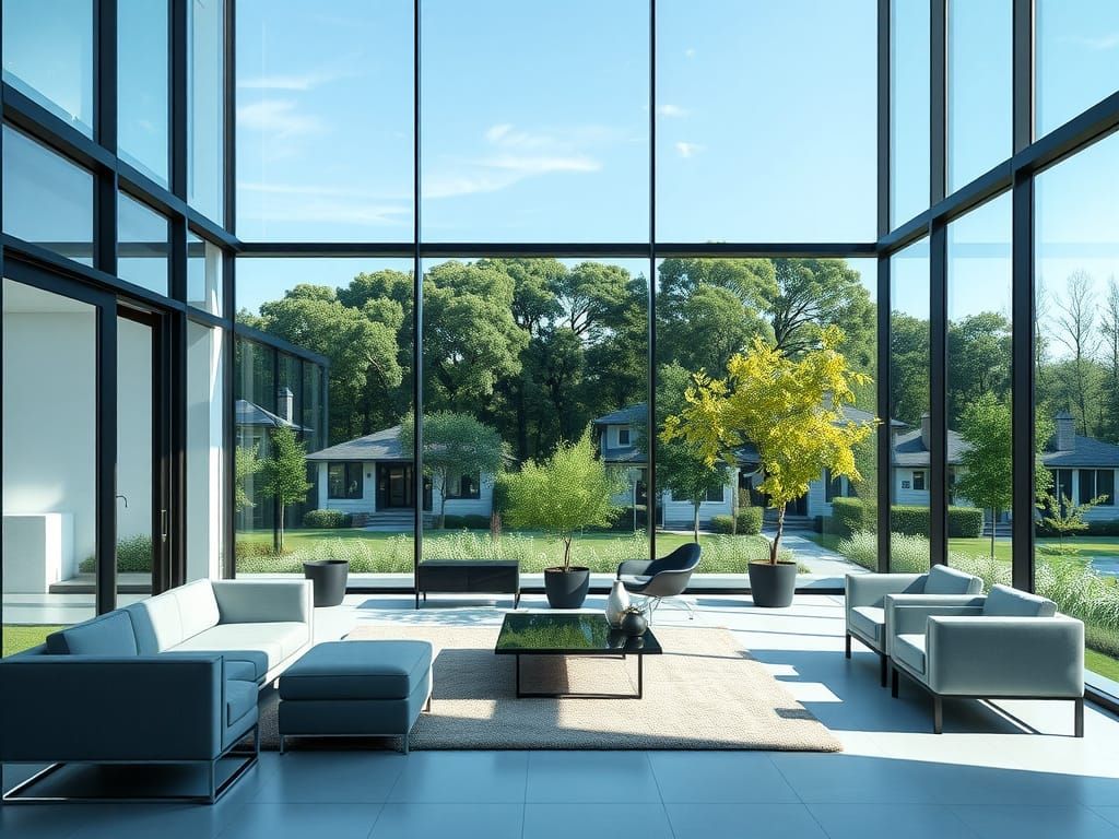 Sleek Modern Office with Floor-to-Ceiling Glass Wall