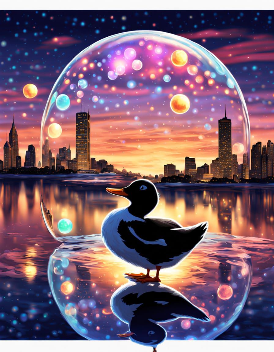 Bubble Fantasy: Shimmering City in Dreamy Digital Art