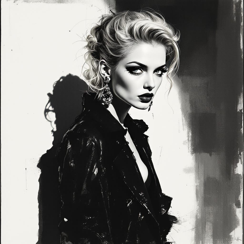 Gestural Fashion Portrait of a 1950s Pin-up