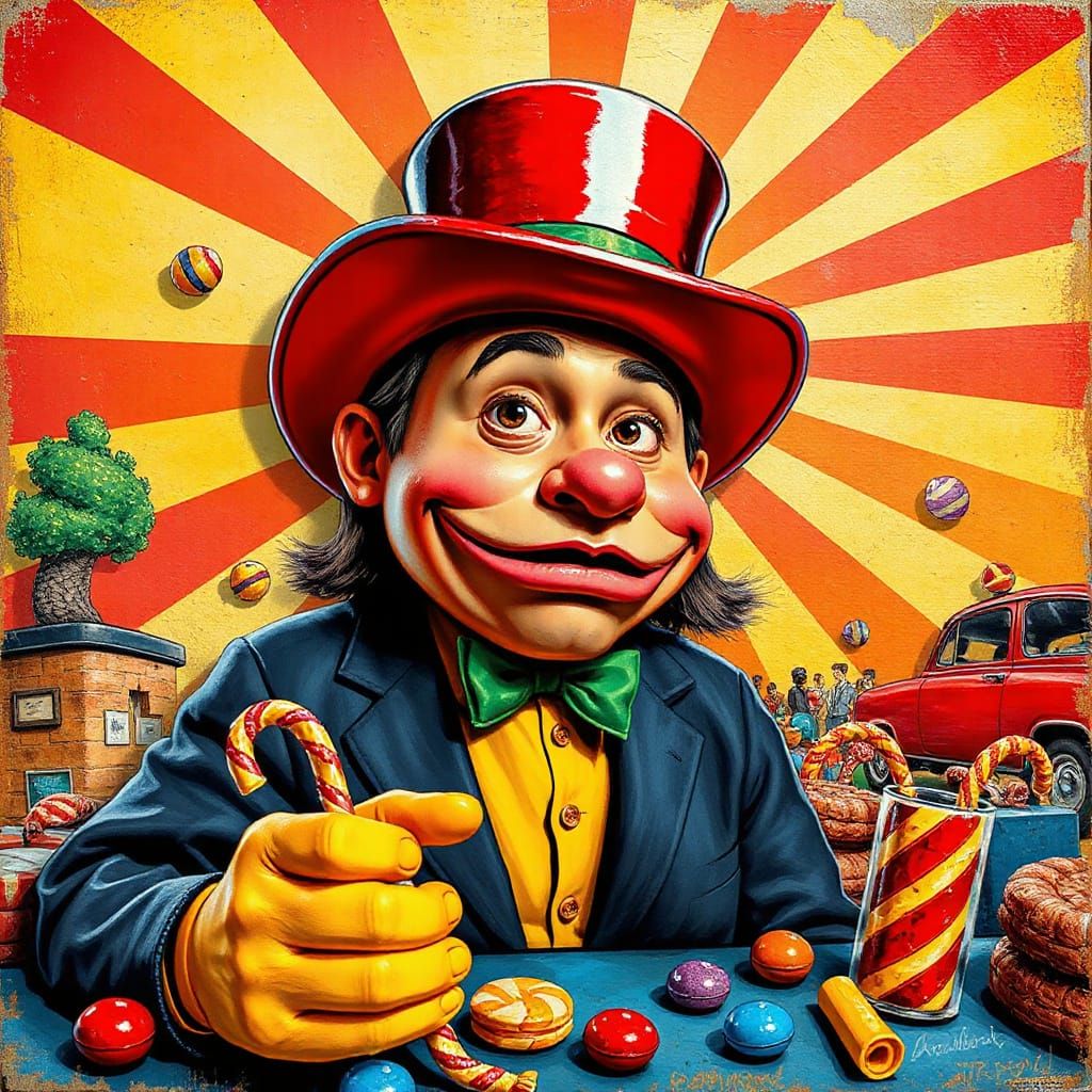 Whimsical Candyman in 3D Pop Art Style