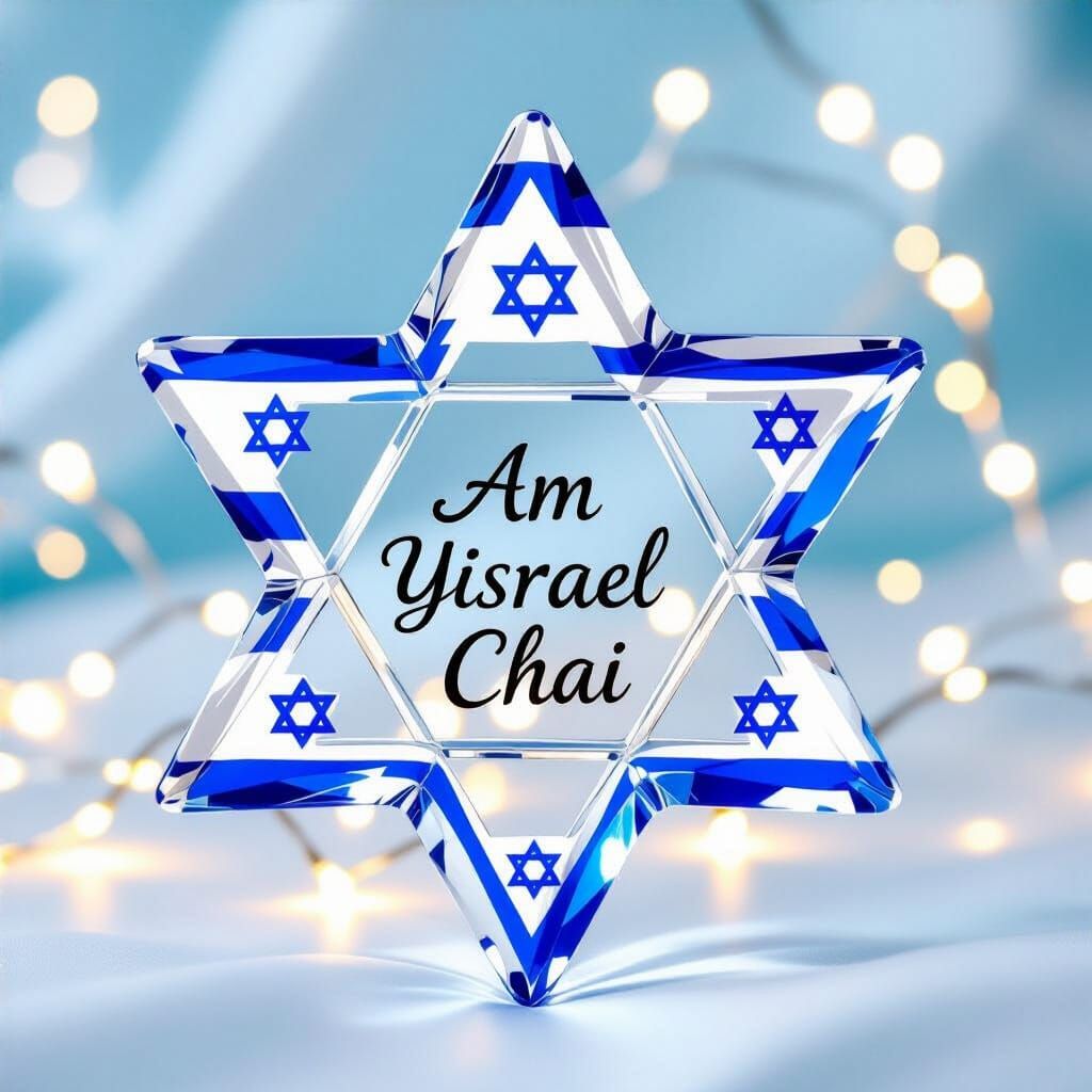 Glass Star of David with Israeli Flags and Lights