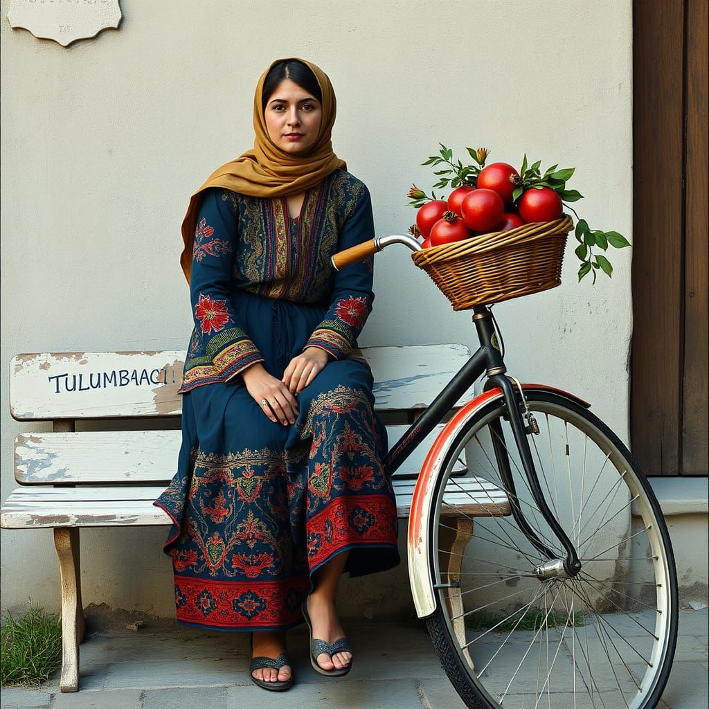 Turkish Woman with Pomegranates, Ottoman Art Style