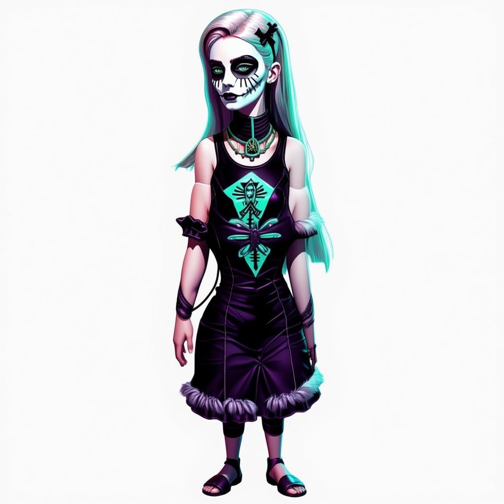 Synthwave Portrait of a Woman with Emerald Eyes