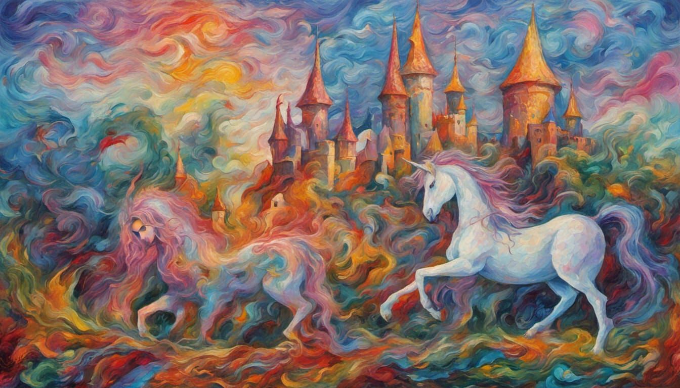 Magical Kingdom: Neo-Impressionistic Expressionist Oil Paint...