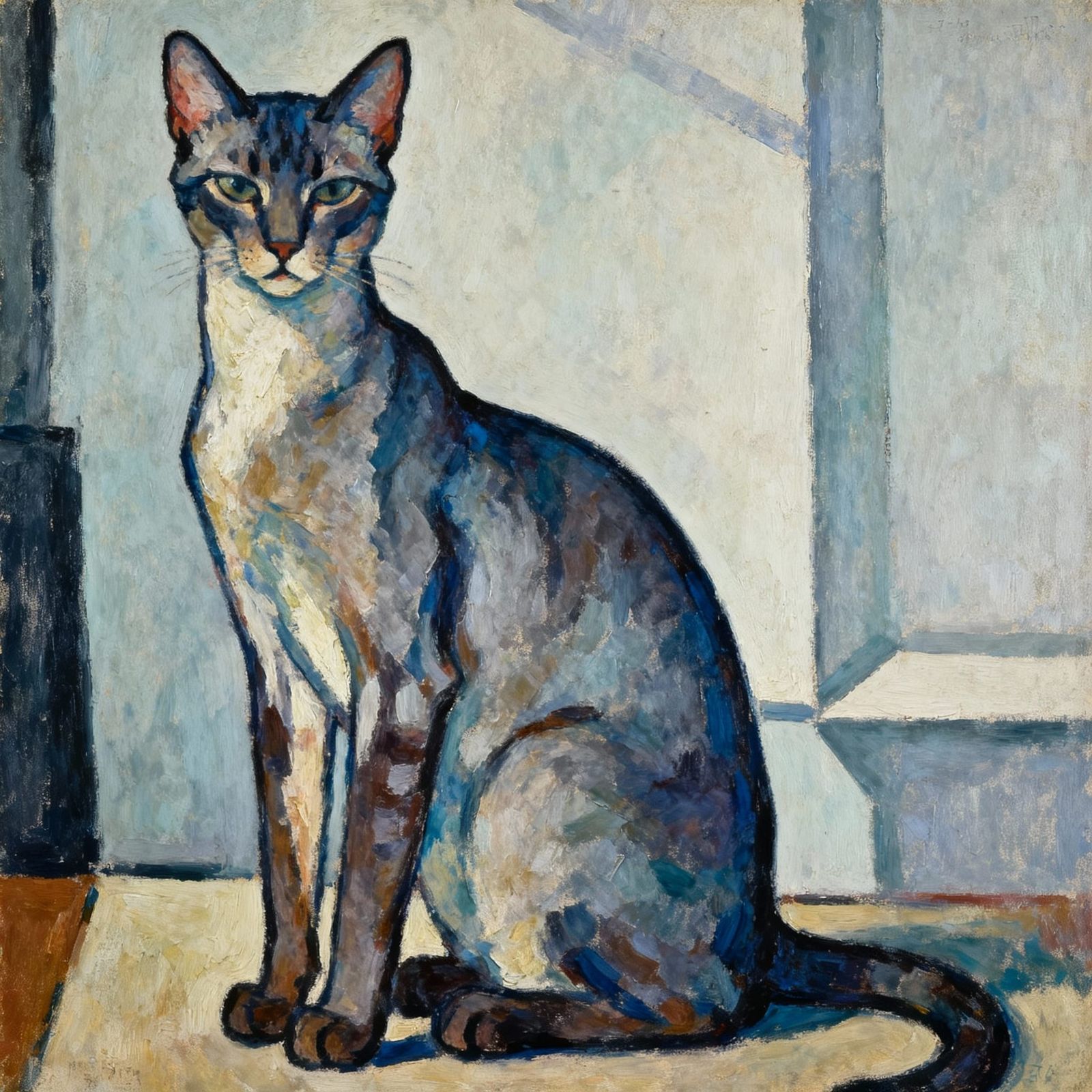 Cat Portrait in Modigliani Style