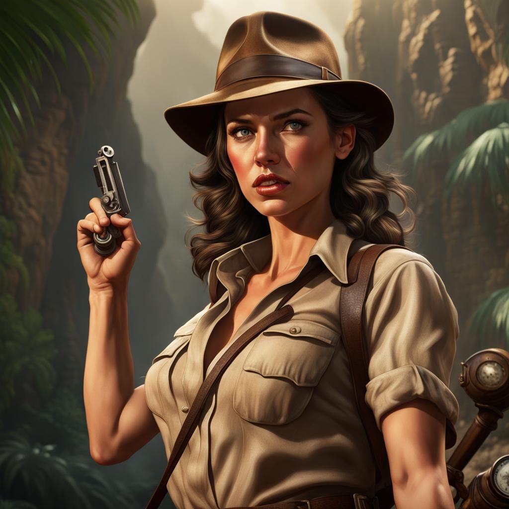 Hyperrealistic Indiana Jones Pinup Art