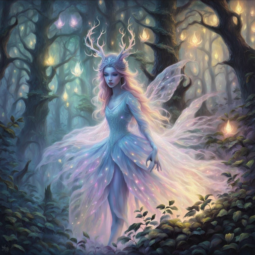 Ethereal Will-o'-the-Wisp in a Dark Forest