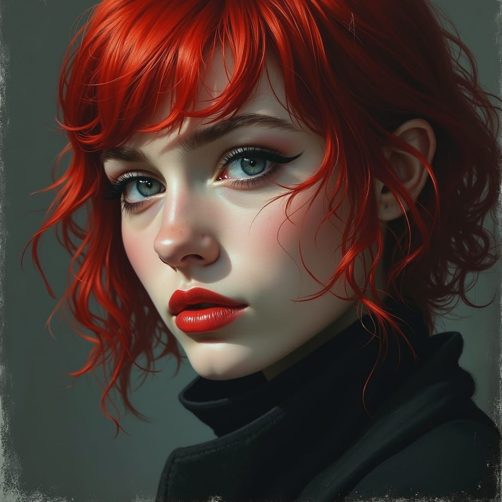 Vibrant Redhead Noir Portrait