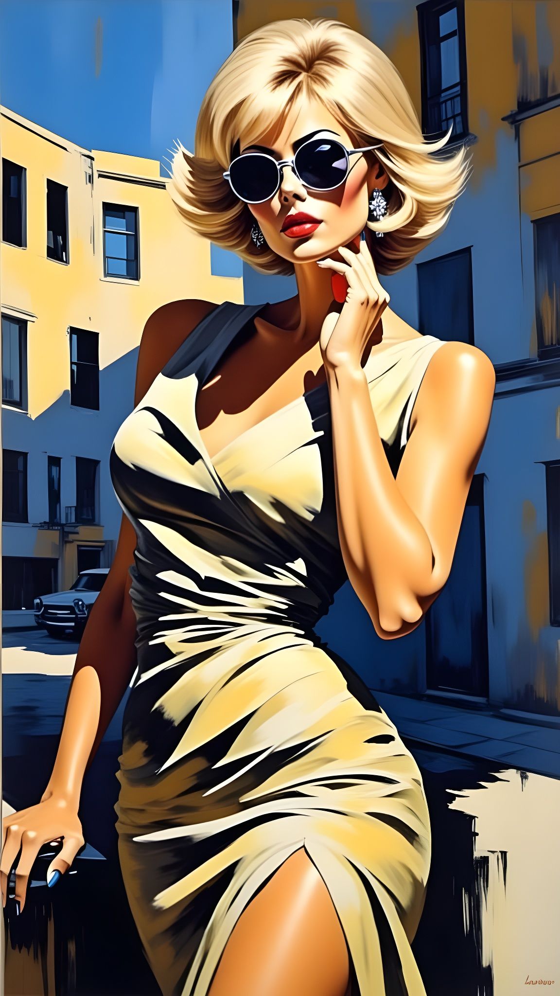 Stylish Woman in Abstract Impressionist Portrait