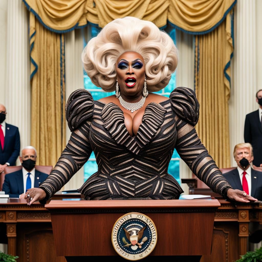 President Drag Queen Giving an Address