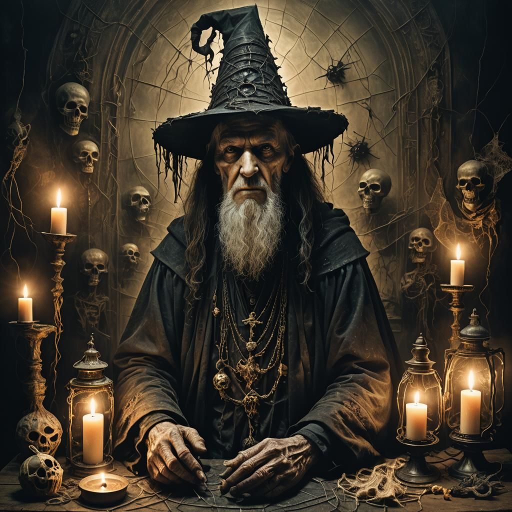 Dark Fantasy Wizard in Baroque Style