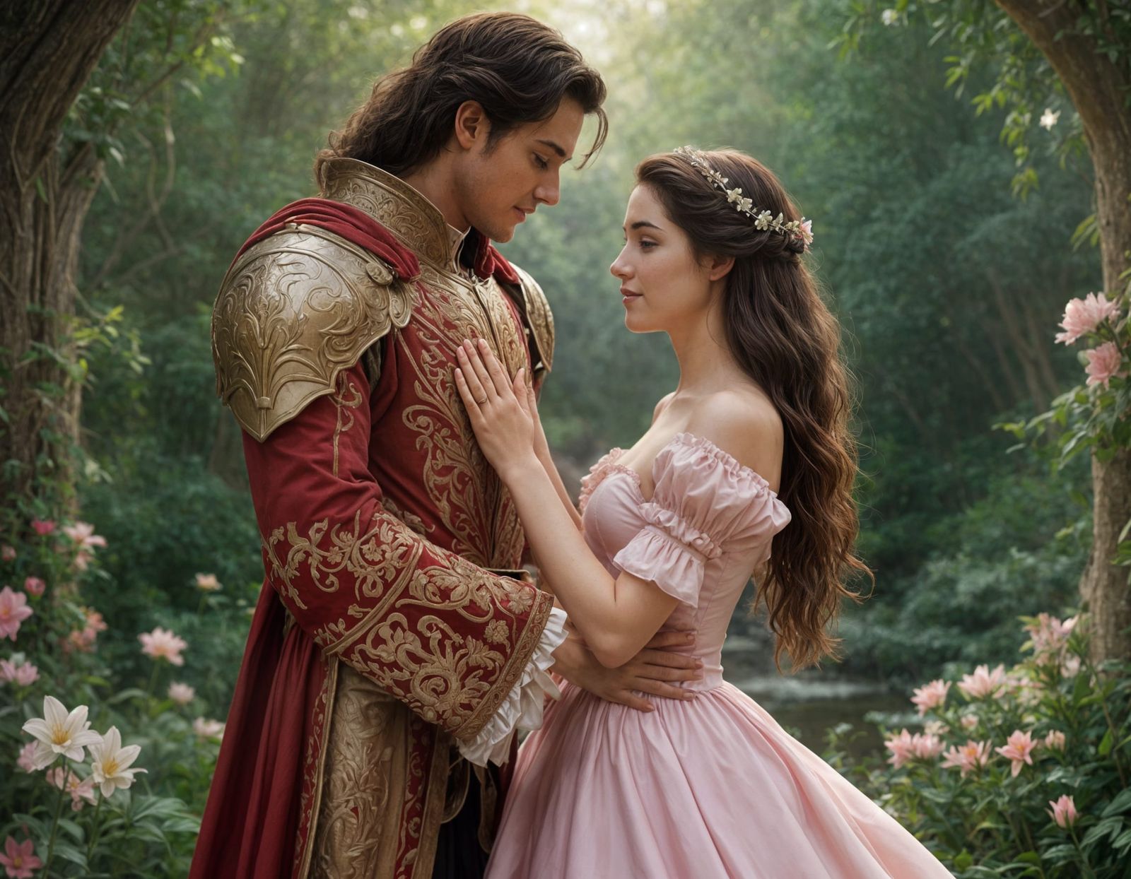 Chivalrous Knight Offers Lily to Enchanting Princess