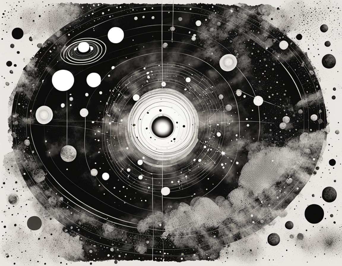 Stylized Star Map in Ink Painting Style