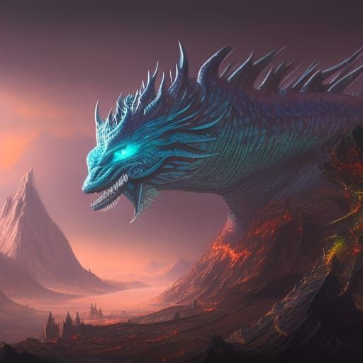 Detailed Kaiju Matte Painting in Deep Color