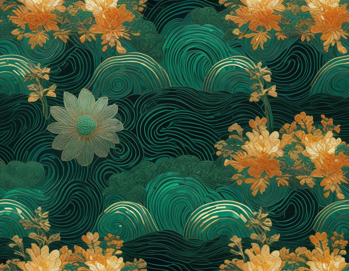 Ethereal Floral Art in Holographic Art Deco Style