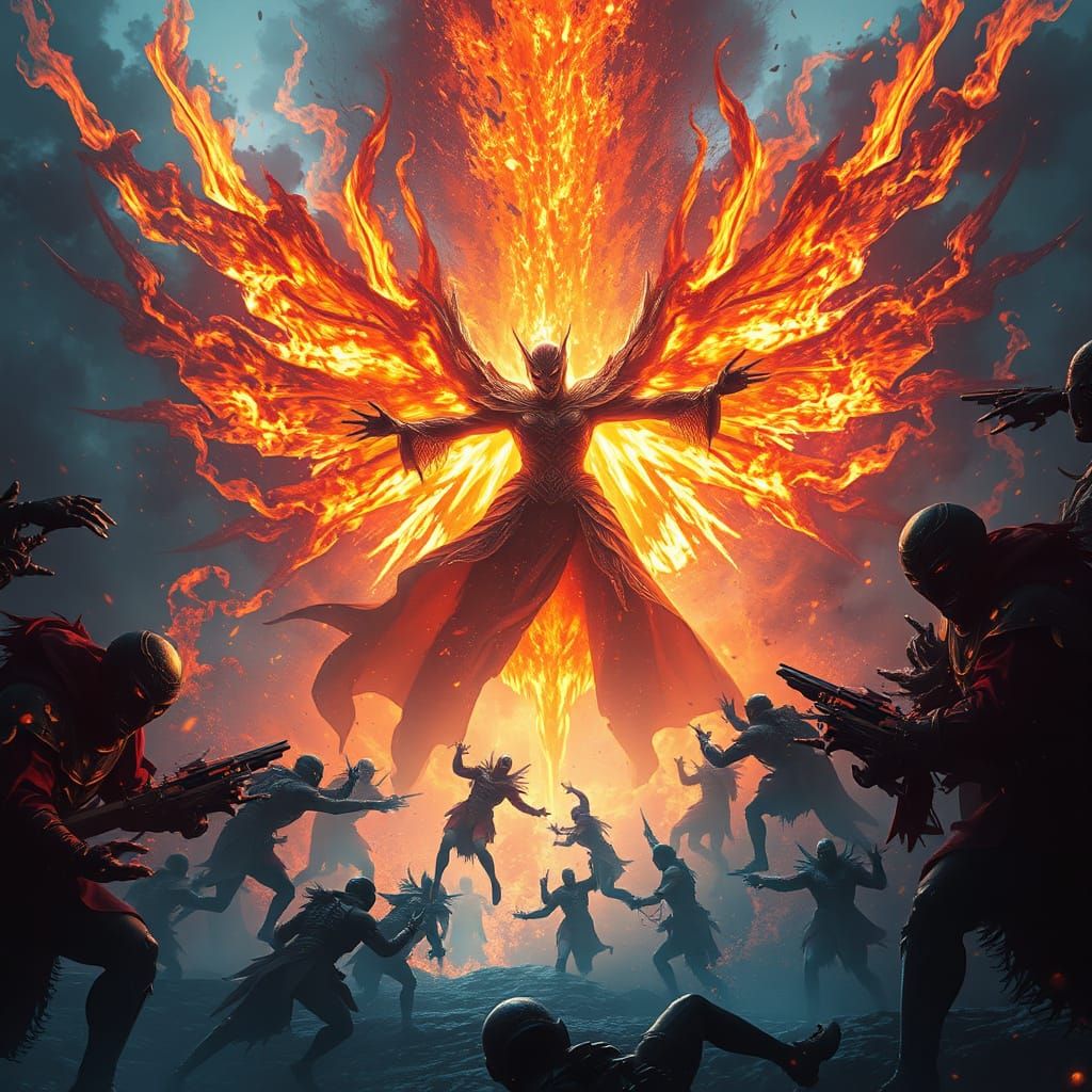 Chaos Witch Radiating Intense Heat, Dark Fantasy Art