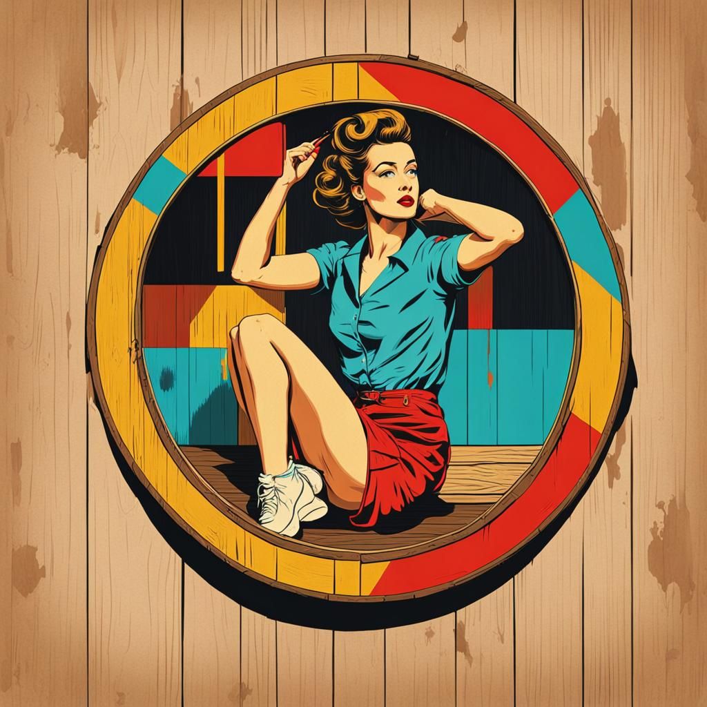 Pop Art Pin-Up Girl in Screen Print Style