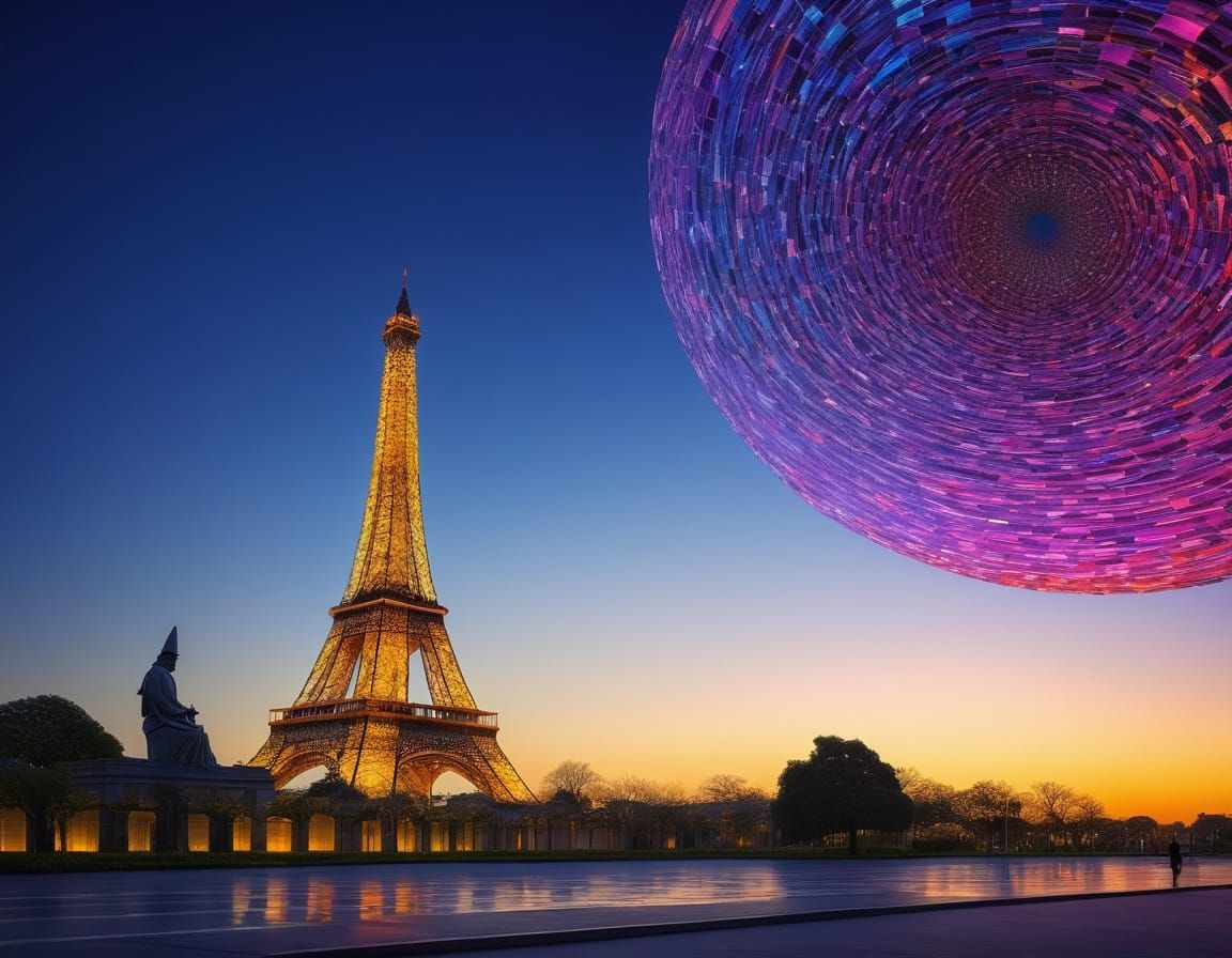 Futuristic Wizard in Vibrant, Abstract Cubist Landscape