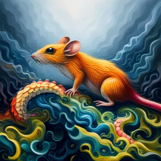 Dragon Scaled Mouse in Graffiti Splash Art