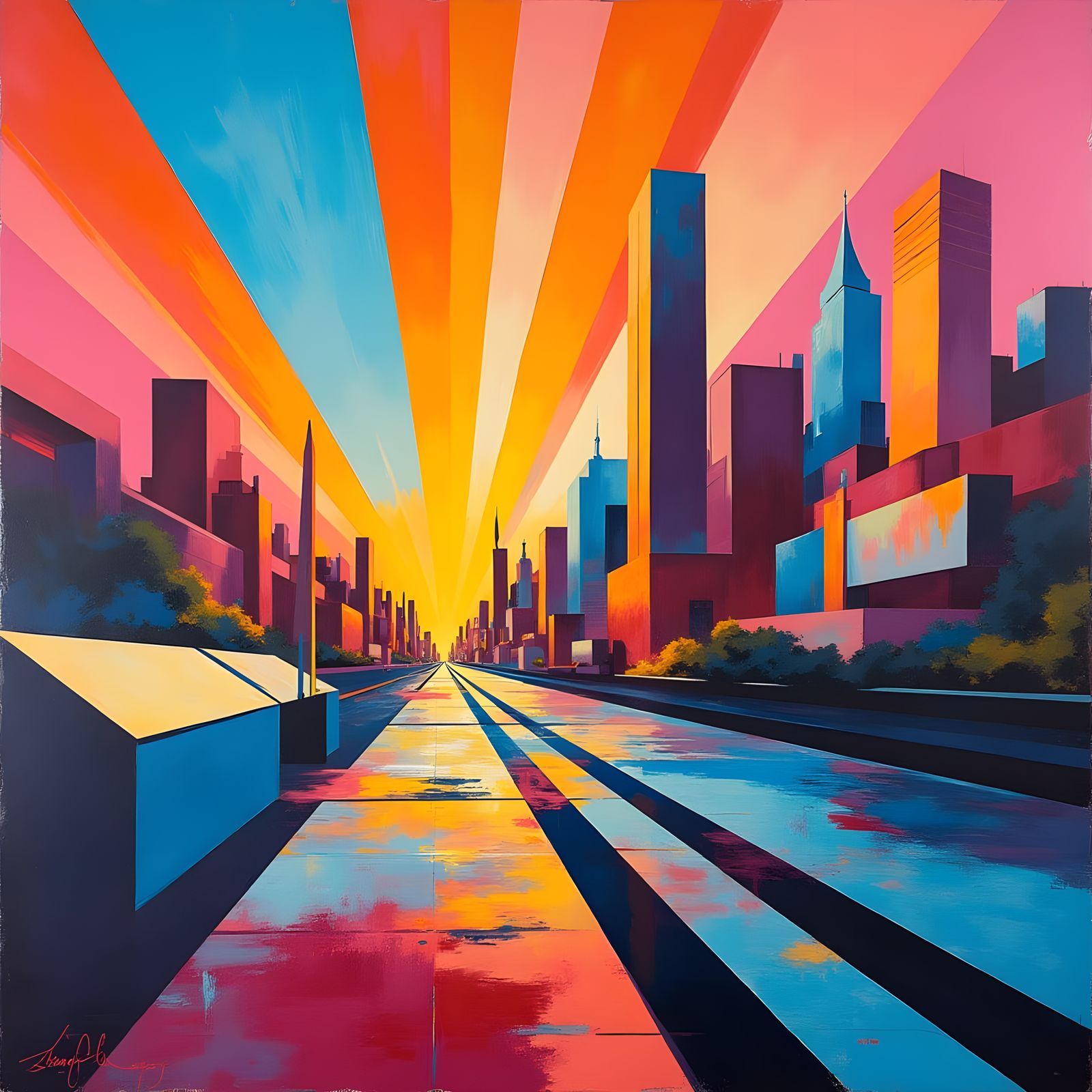 Futuristic Retro Geometric Art