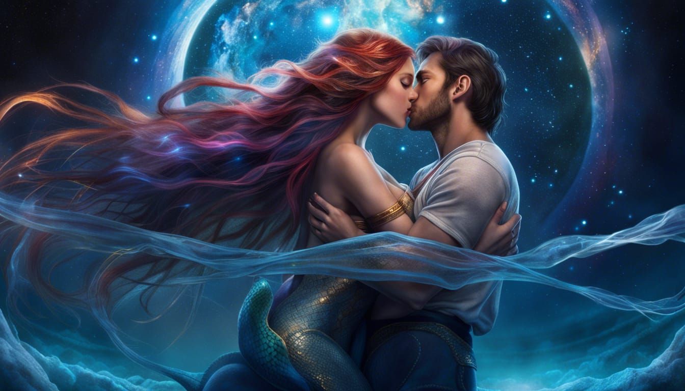 Mermaid's Loving Embrace in Realm of Gods