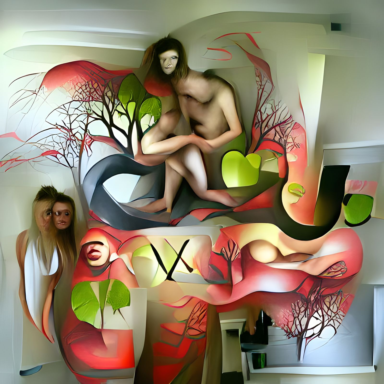 Adam and Eve in Eden: Abstract Mural Art