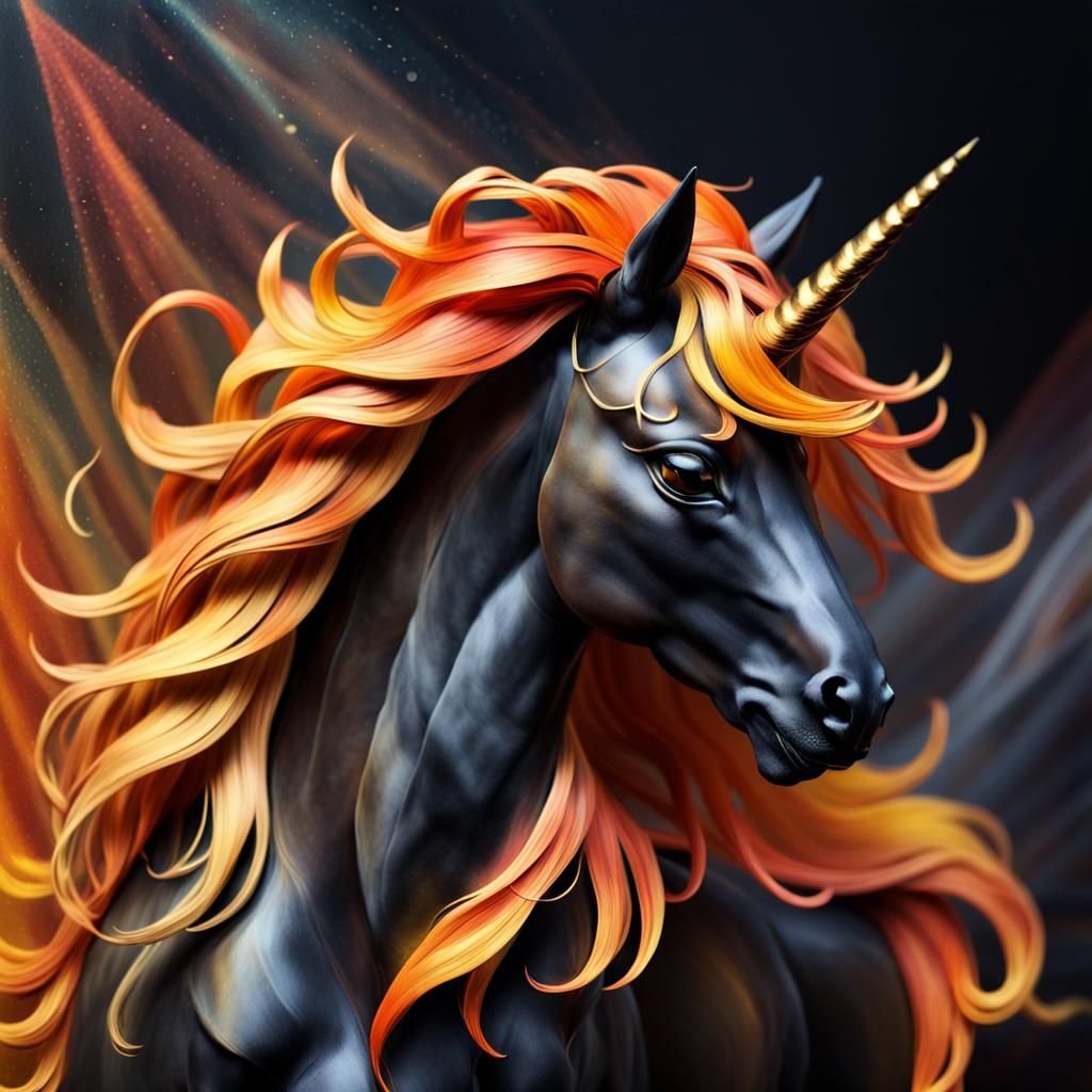 Mystical Black Unicorn with Prism Backdrop