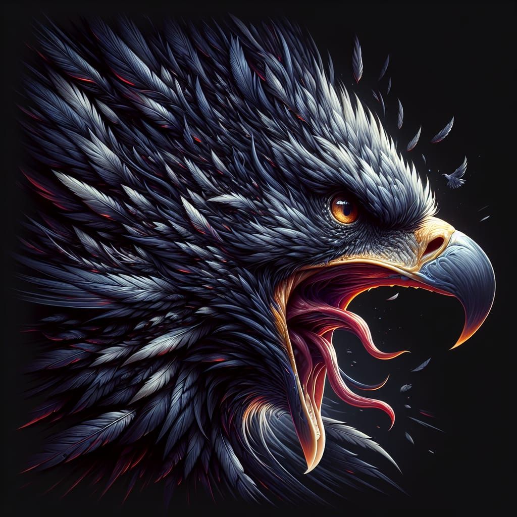 Furious Black Eagle Screaming in Rage: Matte Painting