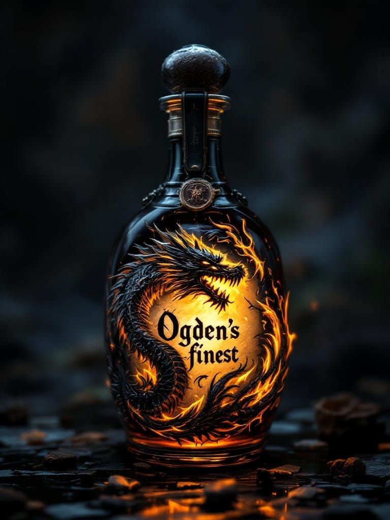 Luxurious Dark Chocolate Glass Bottle with Dragon Symbol