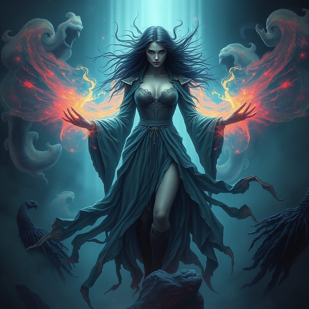 Enigmatic Dark Goddess with Primal Energy