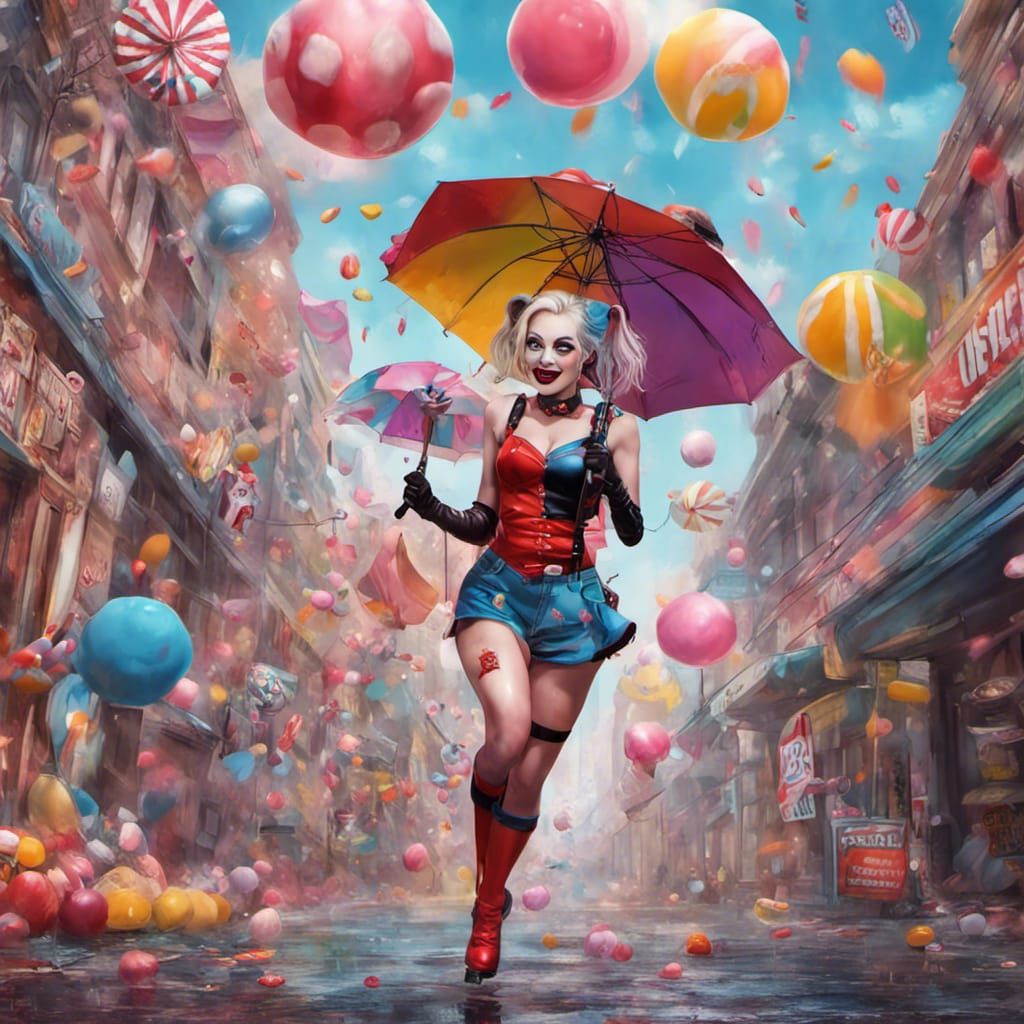 Harley Quinn in Whimsical Candyland Art