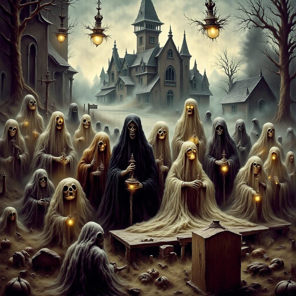 Ethereal Scene of the Black Death in 14th Century Finland in...