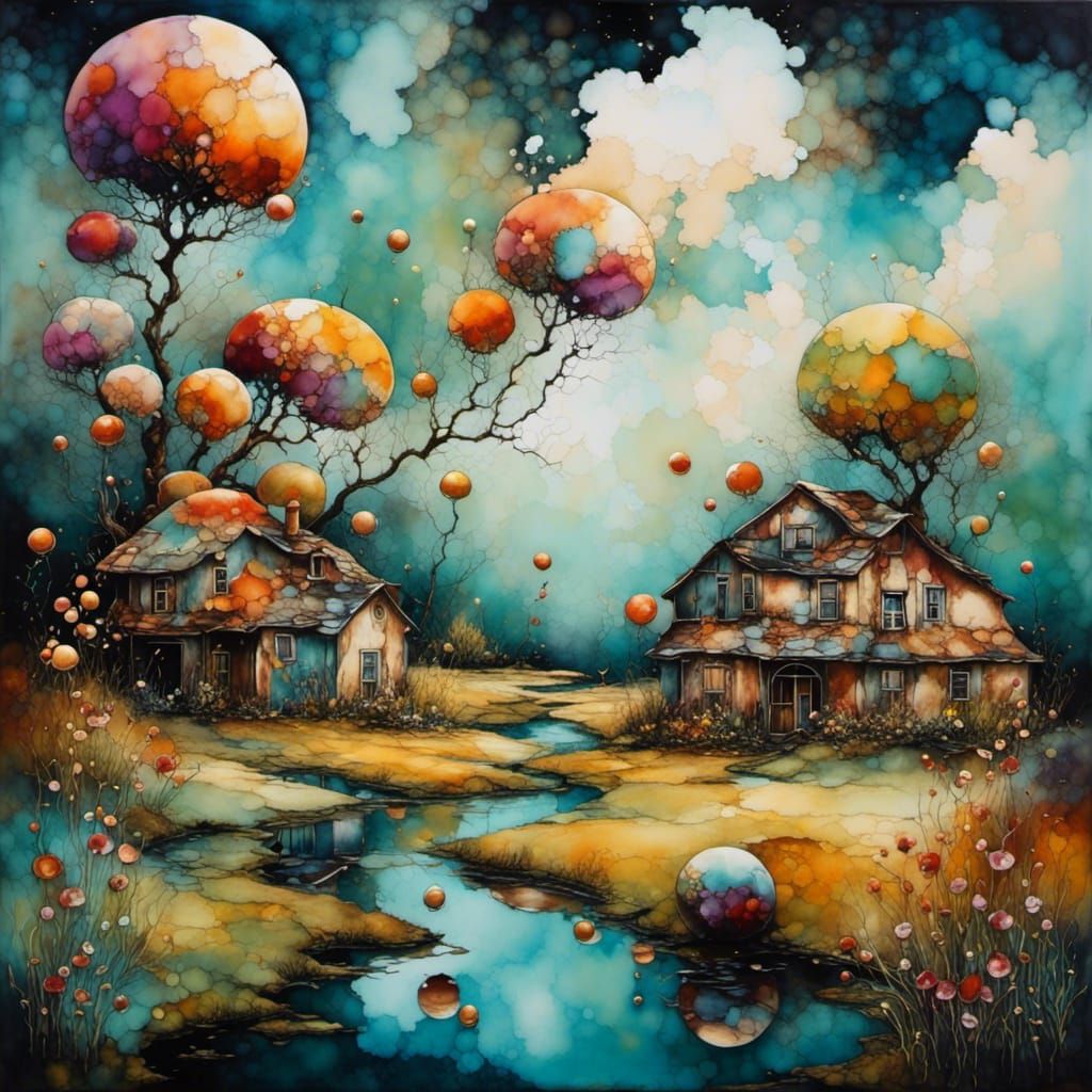 Dystopian Ink Landscape