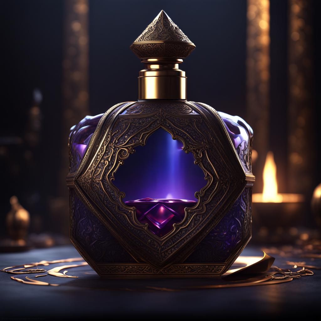 Dark Arabian Perfume Bottle in Detailed Matte Painting