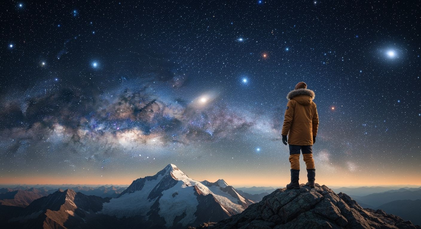Cosmic Stargazer on Mountain Peak