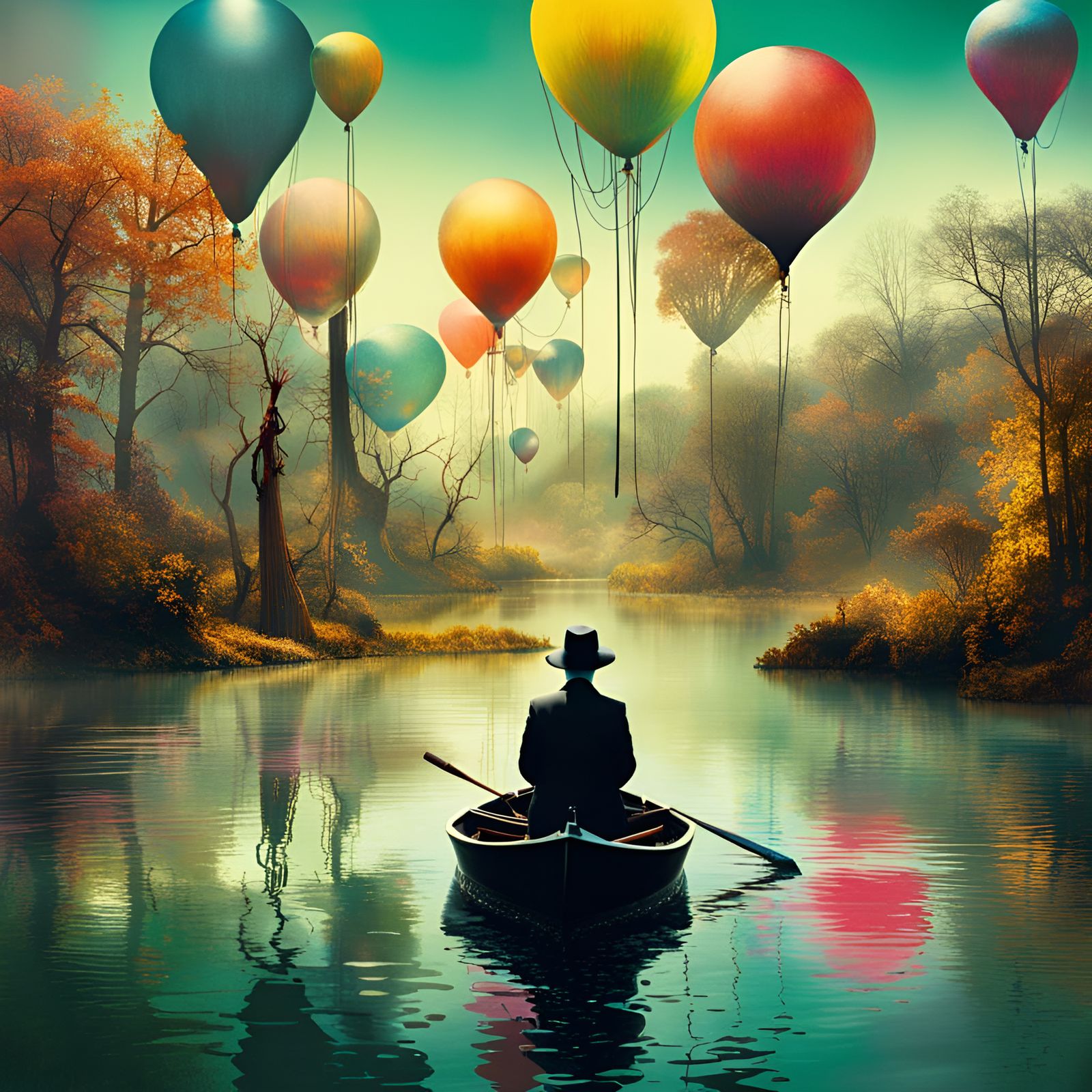 Bayou Balloons in Double Exposure Photography