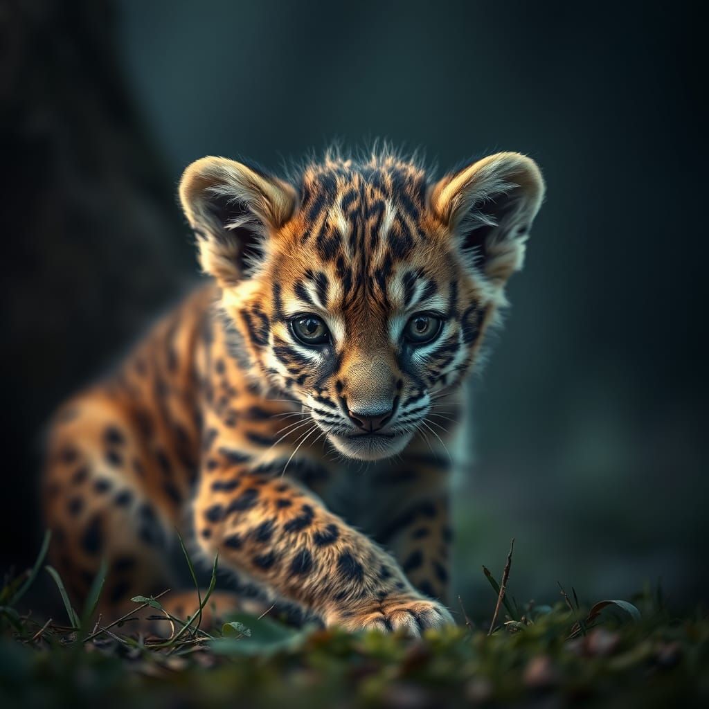 Hyperrealistic Lion Cub in Cinematic Style