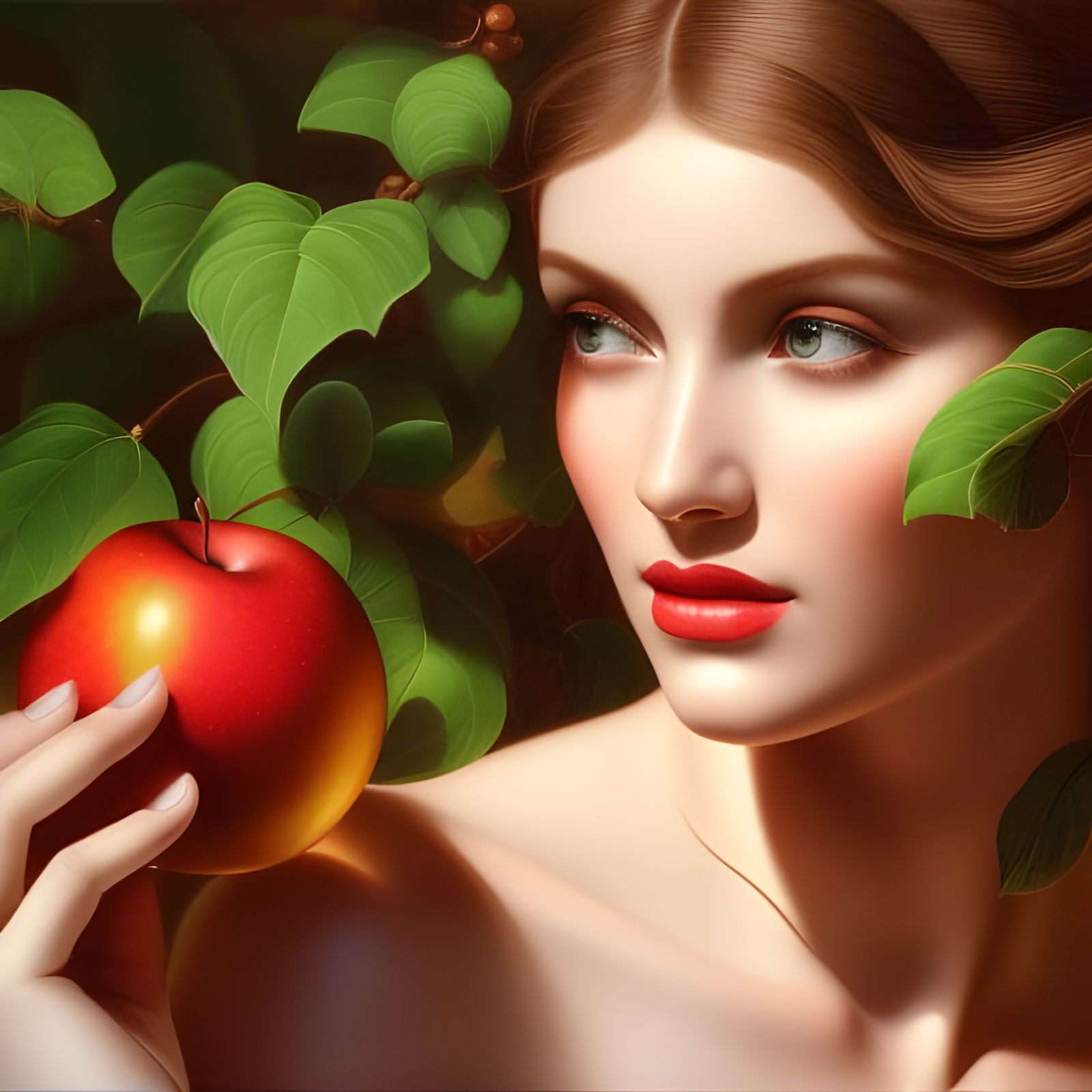 Adam and Eve in Eden as Oil Painting