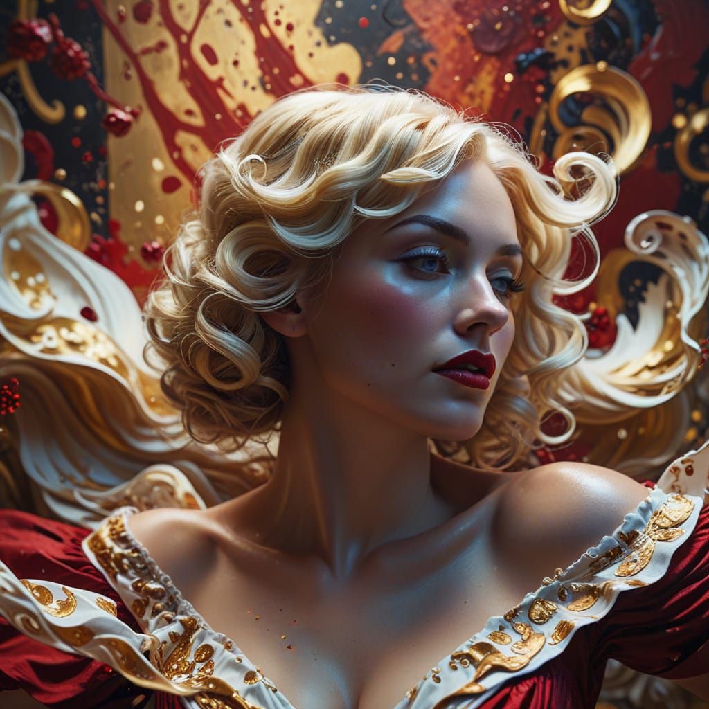 Ethereal Pinup Goddess in Golden Dreamland