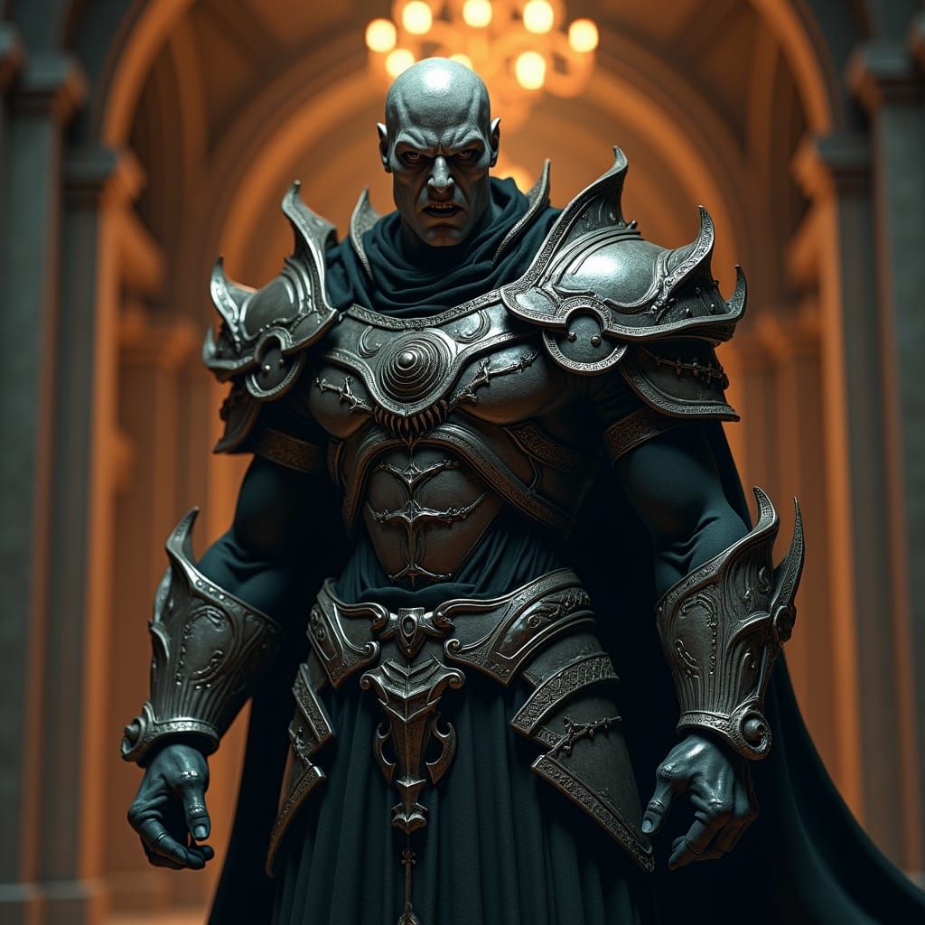 Armored Exorcist in Gothic Setting with Vray Lighting