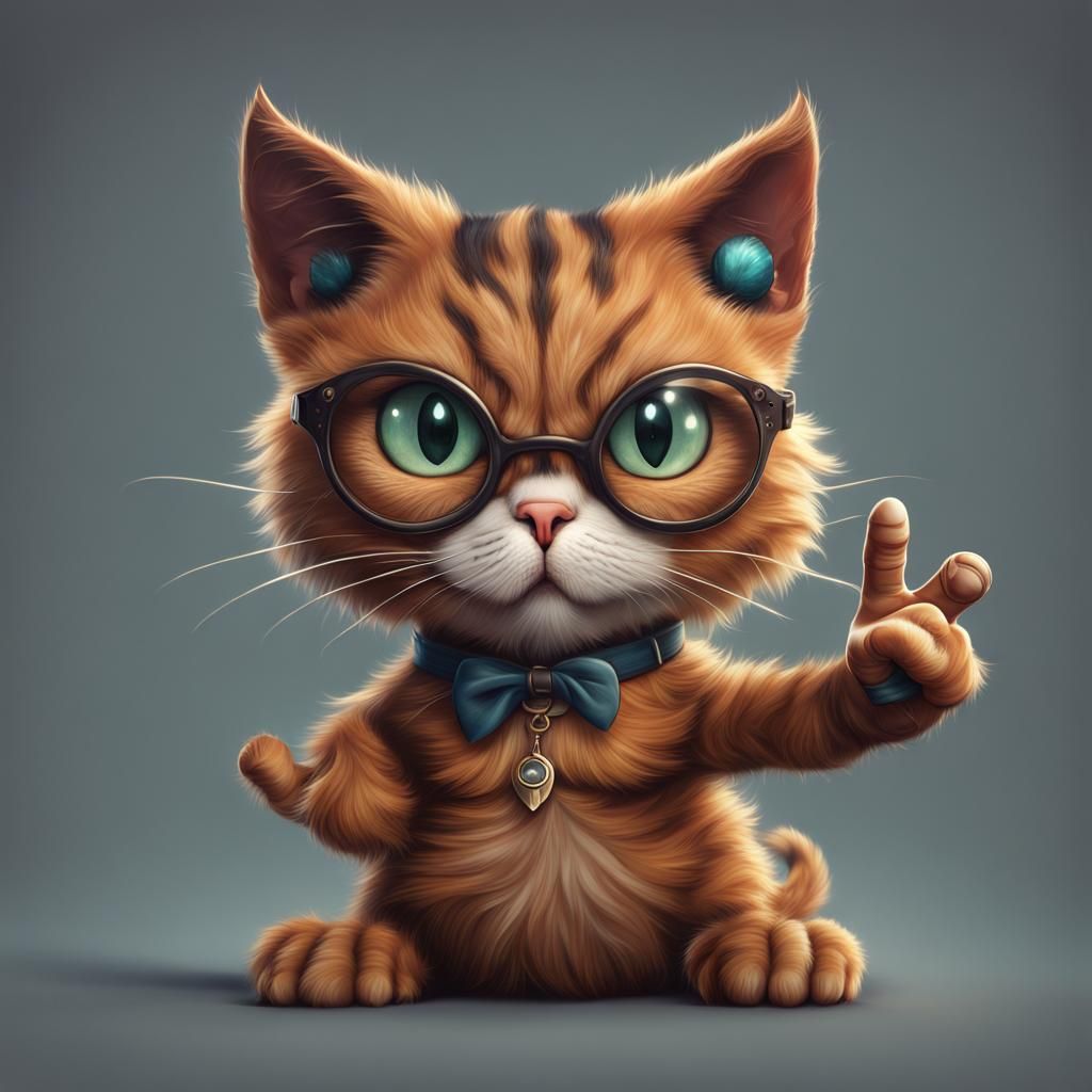 Humorous Cat Giving the Finger: Fantasy Concept Art