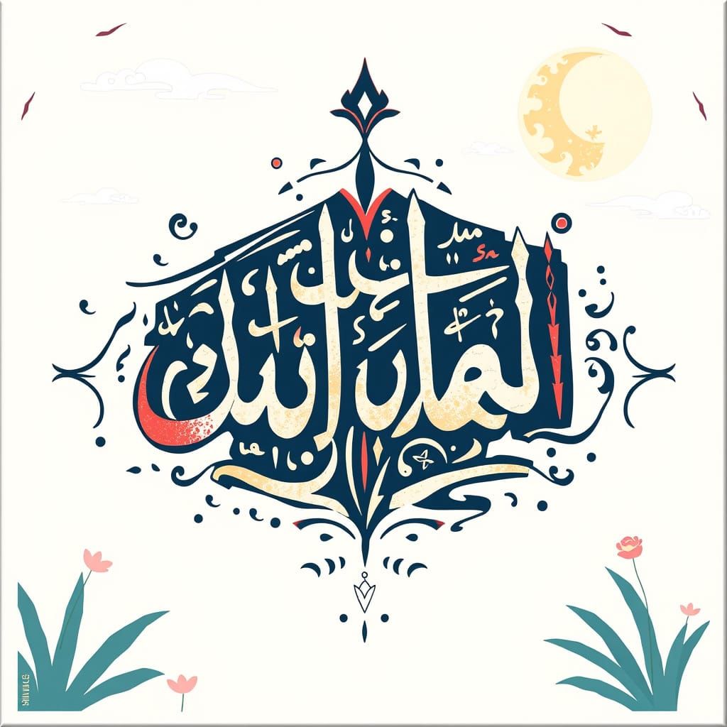 Ornate Arabic Calligraphy in Pastel Colors