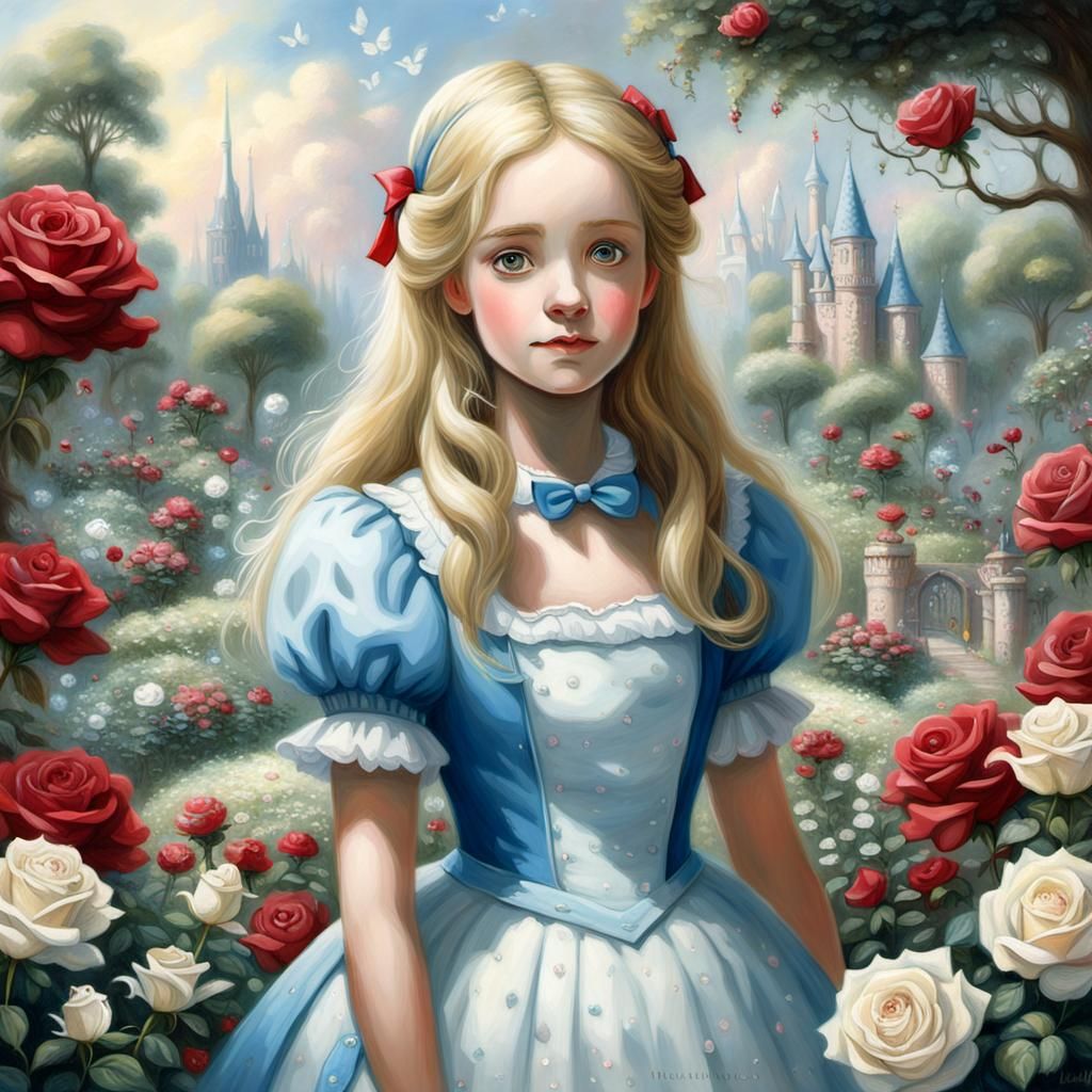 Alice in Wonderland Painting Roses Red