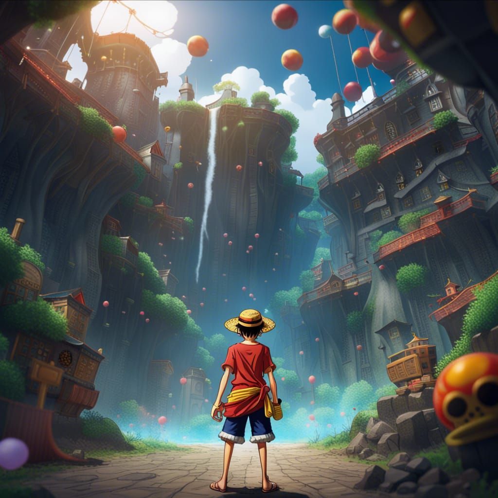 One Piece Luffy in Detailed Matte Painting