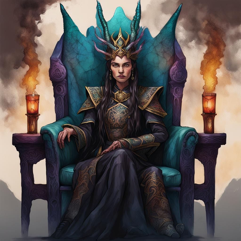 Moody Portrait of a Queen in Alcohol Ink Style