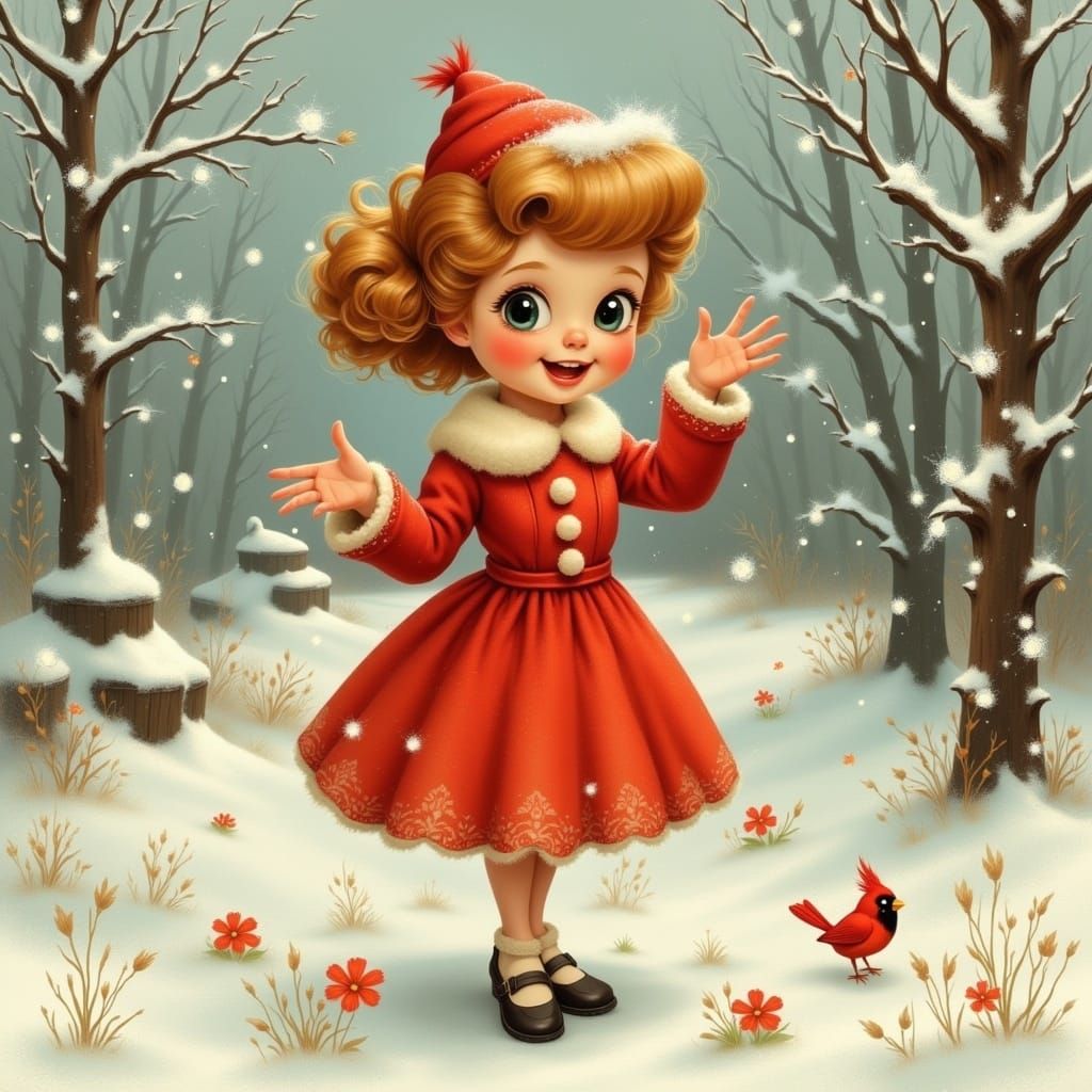 Vintage Cartoon Cardinal in Rubberhose Style