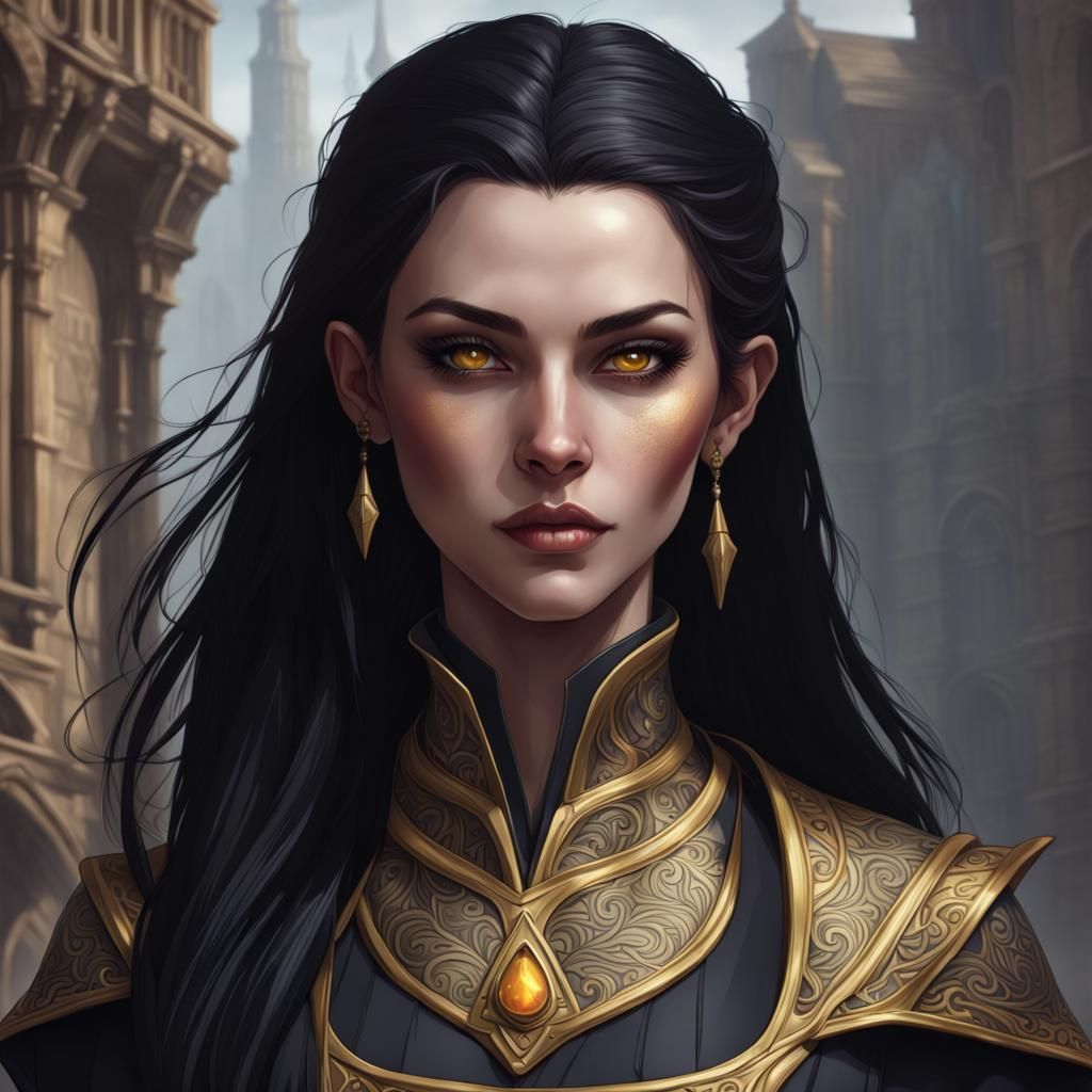 Goth Baroness Artificer: Hyperrealistic D&D Character Portra...