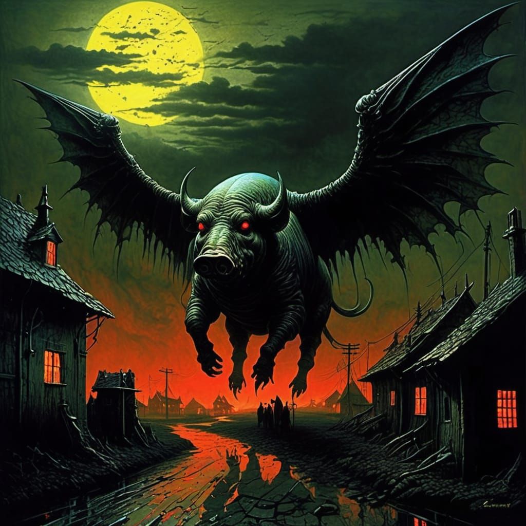 Cyberpunk-Inspired Dark Angel Descends Upon Medieval Village