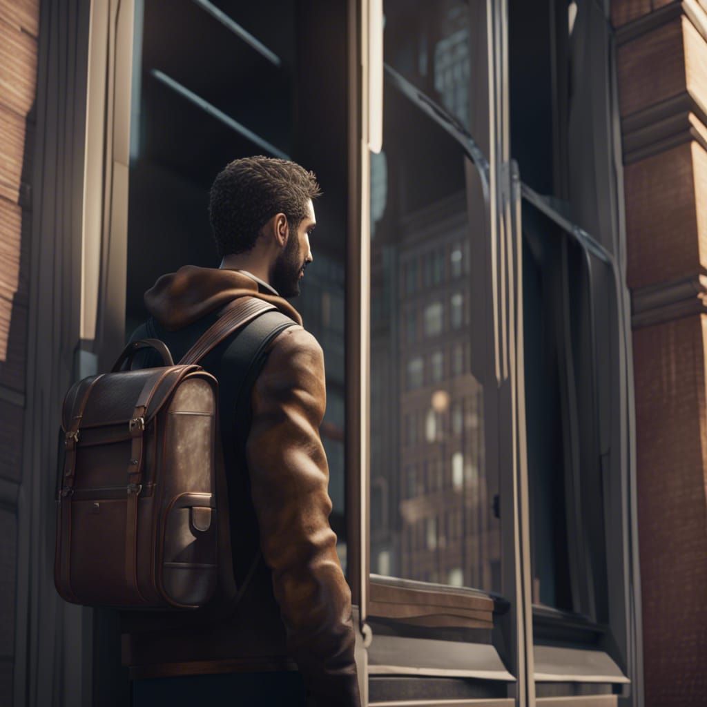 Man at Window in Cinematic 3D Render