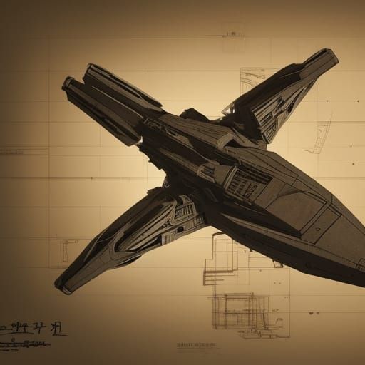 Technical Starship Drawing in Da Vinci Style